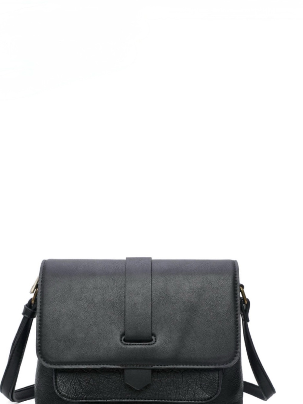 Structured Black Shoulder Bag with Flap - Minimal Everyday Style